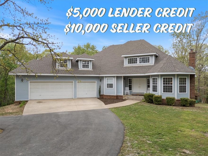 Motivated Seller! Beautiful home on 5.54 acres! This well maintained home features 4 bedrooms, 3.5 bathrooms, two family rooms, a large bonus room, and a finished basement offering plenty of room to spread out. The office can easily serve as a fifth bedroom if needed. With 4,665 square feet, this home offers both comfort and functionality.
Inside, you’ll find granite countertops, wood and tile flooring, and large windows that bring in natural light while showcasing the peaceful surroundings. 
Nestled among mature trees, the property provides exceptional privacy while still being conveniently located just 10 minutes from Downtown Rogers and the Rogers Promenade area. Located outside city limits, you’ll enjoy added flexibility to make the most of your space and hobbies. Enjoy the lake life with Horseshoe Bend Marina only 3.5 miles away or the Monte Ne boat ramp only 1.5 miles away.
$5k lender credit and $10k seller credit available. Don’t miss your opportunity to make this incredible property your next home!