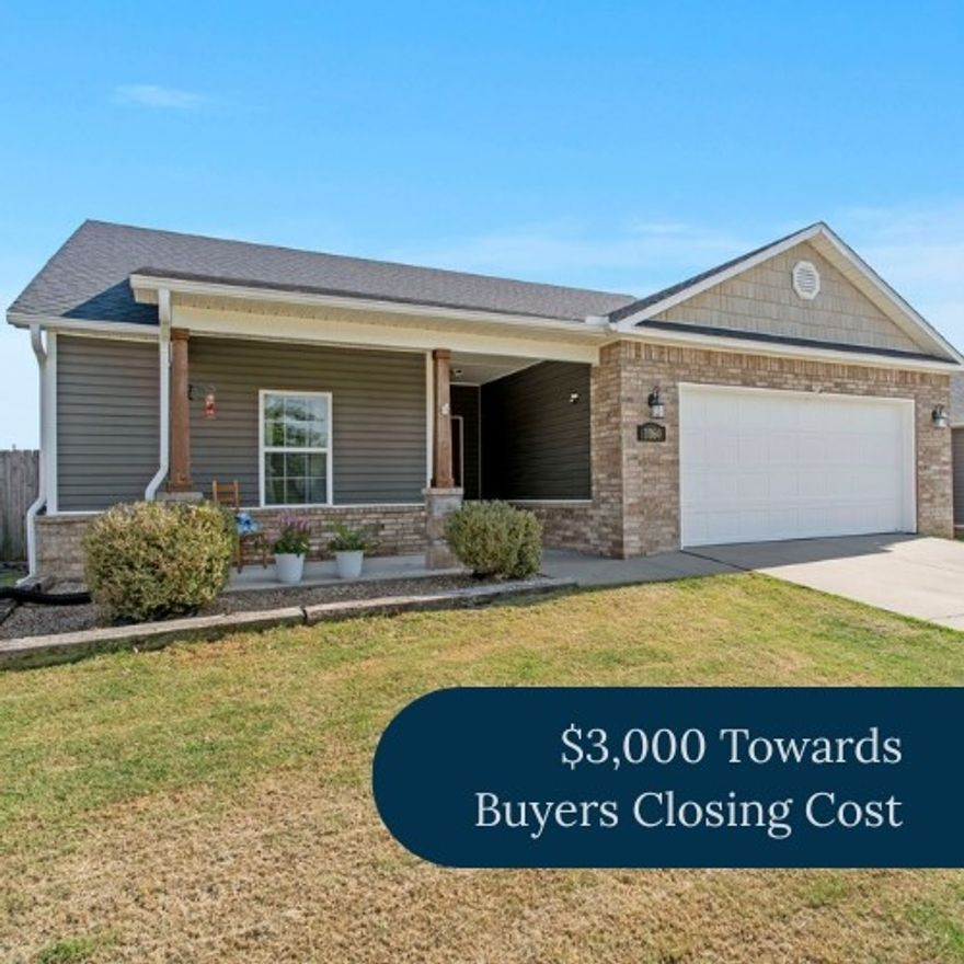 $3,000 BUYER CONCESSION - Motivated Seller! West Fayetteville - Bright spacious three bedroom + two bathroom open floor plan. A lovely well-designed home blending comfort living and quiet charm. The split layout offers abundance of natural light, open spaces and private retreats. Enter through a formal foyer that flows into a gathering living area. The kitchen features a large eat-in island and walk-in pantry. A home perfect for easy mornings or last-minute get-togethers. The primary suite offers a soaking tub and walk-in closet. Practical perks include a spacious laundry room and built-in garage shelving. Out back, unwind in the hot tub on the new deck overlooking a level yard with a full privacy fence. Located in a walkable community + two neighborhood parks. Close to the Razorback Greenway, I-49, and the University. If you are looking for ease, comfort and accessibility - this home is ready for your next chapter!