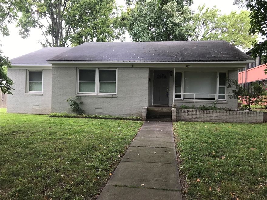 Location! Location! Location! 3 Br 1 1/2 Bath, fresh paint. Beautiful real wood floors throughout. Nice sized Bedrooms.  Faces Central, driveway in rear off 2nd. Large privacy fenced backyard. The possibilities are endless for this perfect beautiful location only 4 short blocks to Downtown Bentonville's Square where all the excitement begins! Your chance to own a home in beautiful and fast growing highly desirable area. Restaurant, shopping, Bike trails, Museums, music and more just minutes away.  New roof October 2023. Zoned R-3, Medium-High Multifamily Residential. Also listed for Rent mls # 1260869 .  repairs in progress call lister for info.