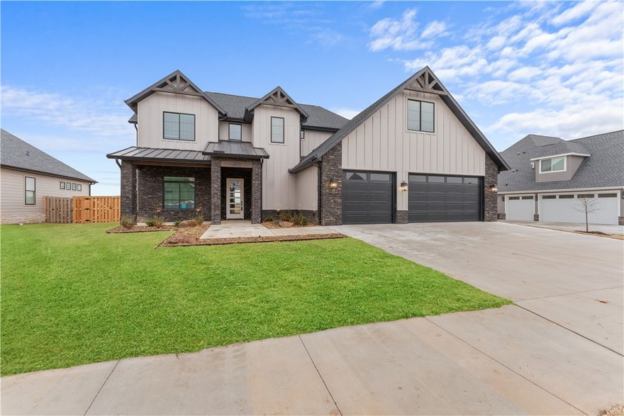 Luxury residence, ideally situated in the highly sought-after Big Sky neighborhood. Exceptional high-end finishes that define every room. Main living area is a showcase of design, featuring beautiful wood flooring, crown molding, and striking wood beams. It centers around a sleek, linear tile fireplace that is perfectly complemented by custom built-ins. The kitchen is truly a chef's ultimate dream: it boasts a massive, custom-stained island, ceiling-height cabinetry, top-tier double ovens, gas cooktop complete with a convenient pot filler. All surfaces, including the expansive backsplash, are finished in pristine quartz. The primary suite is a retreat, featuring warm wood flooring, a stylish accent wall, and a spa-like ensuite. Private bath with a deep soaking tub, a large walk-in rain shower, and a generously sized walk-in closet with extra storage. Stylish study with accent wall, bonus room and a private, fenced backyard.