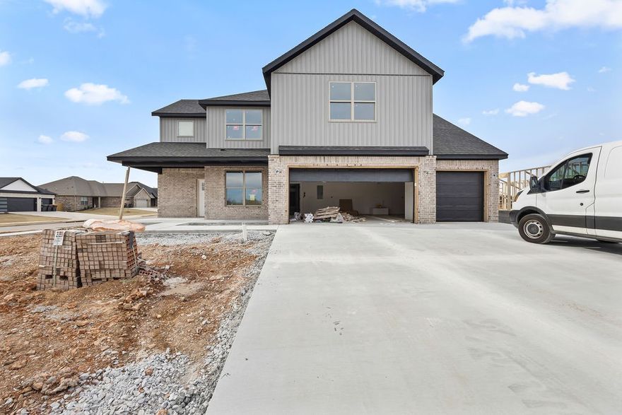 Welcome to Spring Creek Farms, located in the heart of Northwest Arkansas (Cave Springs/Elm Springs). There is something for everyone! A pool, playground & walking trails will be coming in phase 3. Shaw Elementary is just steps away. Enjoy pickleball, tennis, walking trails & more at nearby Shaw Park. Hurry to pick your favorite floor plan, lot & finishes. This neighborhood has spacious lots with many backing up to green space. Call for more details & options available. The Bellingham Plan is a two-level, 5-bed (or 4 beds with a BONUS) & a 2 1/2 bath layout designed with modern living in mind. Features include: 3 car garage, open floor plan, vaulted ceiling with beams, mud bench, gas log fireplace, custom cabinets to the ceiling, gas range with fully vented hood, built-in microwave, a butler's pantry plus a walk-in pantry in the kitchen. The primary suite is on the main level and features a walk-in shower & a free-standing bathtub for the ultimate spa-like experience.