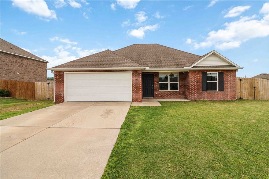 Charming & move-in ready, this well-kept home in the sought-after Sundowner Subdivision offers comfort, style, & convenience. Located in Prairie Grove, this 3-bedroom, 2-bath property features a desirable split-bedroom floor plan & an open-concept design that seamlessly connects the kitchen & living area, perfect for everyday living & entertaining. The spacious primary suite includes a walk-in closet & additional storage, while two guest bedrooms provide flexibility for family, guests, or a home office. Recent updates include new luxury vinyl plank flooring in the living room & primary bedroom, fresh carpet in both guest rooms, & durable epoxy flooring in the oversized two-car garage. Enjoy the privacy of a fully fenced backyard, ideal for kids, pets, or outdoor gatherings. With only one owner, this home has been meticulously maintained and is conveniently located near local schools, parks, & shopping.
