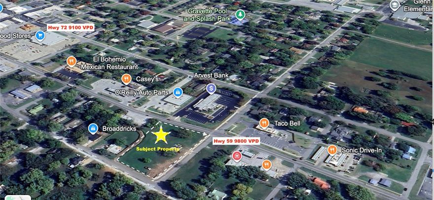 Prime Downtown Core Commercial Parcels total of 1.80 acres. Parcel 11-00153-000 and 11-00355-000. Level topography, public utilities. Great frontage on Highway 59. Buyer to verify water and sewer connection.      See cross reference Commercial Listing MLS # 1318805