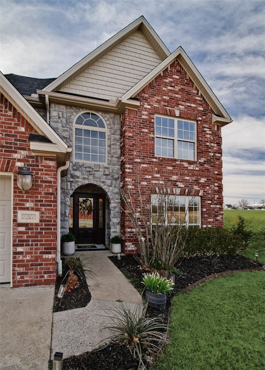 Stunning home with TONS of recent updates throughout, located at the end of a quiet street next to beautiful pasture land. Just moments away from the Rogers High School and Blossom Way Trailhead! Only 5 minutes from I-49 and the Pinnacle Promenade! Step into a breathtaking two-story entry and family room that welcomes you with elegance. Featuring custom finishes throughout, this home boasts 5 spacious bedrooms, including the primary suite on the main level. The expansive 5th bedroom can also serve as a bonus room, offering versatile living options. Enjoy a dedicated study/flex room and a formal dining area perfect for hosting gatherings. Hardwood floors! The open floor plan seamlessly connects the living spaces, leading to a large covered patio with a nice backyard and wood privacy fence, ideal for outdoor entertaining. Plus, take advantage of $3,000 in buyer’s closing costs, courtesy of the seller’s preferred lender!