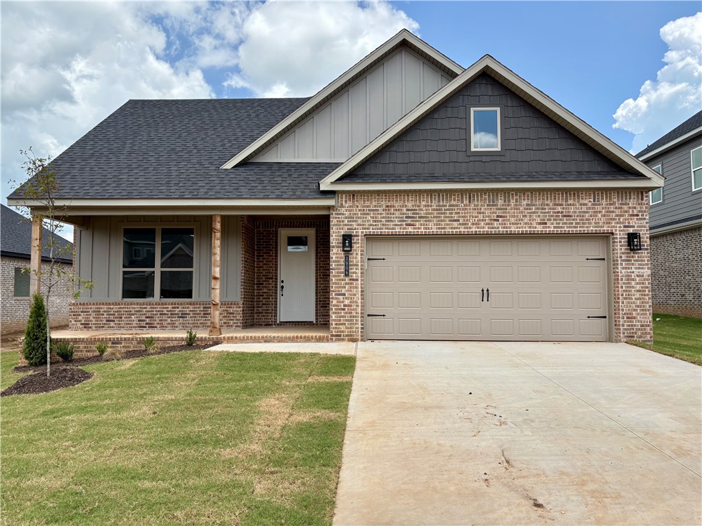 Welcome to Pea Ridge a Fast-Growing Community!Discover the perfect blend of comfort and convenience in the Yorktown subdivision, where you'll find scenic beauty, top-rated schools, and nearby parks. This Stork Plan home offers 4 spacious bedrooms, 2.5 bathrooms, and thoughtfully designed living spaces that feel bright and inviting.Step inside to luxury vinyl plank flooring and an open-concept design where the kitchen, living, and dining areas flow effortlessly together. The kitchen is a chef's dream, featuring ample storage and a walk-in shelved pantry. Outdoors, enjoy covered front and back patio--perfect for relaxation and entertaining. For a limited time rates starting at 4.99% OR $7,500 from builder & up to $4K from preferred lender. For access to see all the homes stop by the model home at 1602 Christman St. Open Monday, Tuesday,Thursday, and Friday from 10-4 and Sunday 1-4.