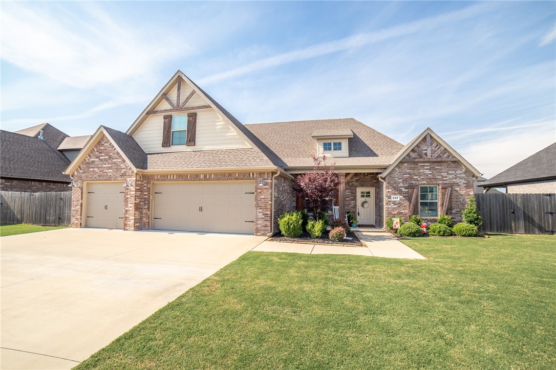 Four bedroom, three-bathroom, plus an office, all brick with a three-car garage located in the beautiful Tontitown subdivision of Westbrook. It is a great location close to Jim Rollins School of Innovation, Harry Sbanotto Park, Tontitown Grape Festival, shopping, restaurants , and I-49. This home has a fabulous open floor, with a covered back patio perfect for entertaining. The Kitchen has white cabinetry, granite countertops, a gas cooktop, and dishwasher and microwave. The primary suite is completely separate from the rest of the bedrooms! 2 more bedrooms on the other side of the house, and the final bedroom is upstairs with its own bath. Or if you don't need a 4th bedroom, this would be a fantastic bonus room! Enjoy the covered back patio, and privacy fenced yard year round. The subdivision is adding a second swimming pool to enjoy all summer long!