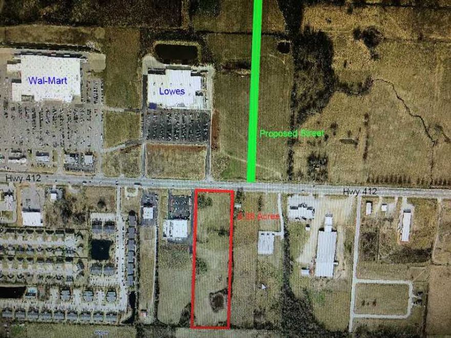 LOCATED ON HWY 412 JUST EAST OF THE WAL-MART SUPER CENTER. EXCELLENT LOCATED FOR DEVELOPMENT.  SELLER RESERVES RIGHT TO REFUSE OFFER ON A SIZE CASE-BY-CASE BASIS.