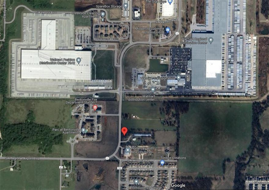 8 Acres of investment/development opportunity in Southwest Bentonville. Property is ideal for apartments, warehouses, office buildings. Existing structures of no value. Surrounded by apartments and Walmart distribution centers. Property also listed as Commercial, Refer to MLS# 1281749  (Eight acres will need to be surveyed and split from PID# 18-08980-000)