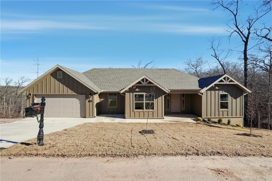 $5,000 IN BUYER CONCESSIONS IF CONTRACTED BY 2/28/26! Additional builder preferred lender credit available. 
New Construction Near Lake Ann in Bella Vista! Beautiful one-level home featuring 3 bedrooms with walk-in closets, 2 bathrooms, and spacious open-concept living areas. The kitchen offers a large pantry, 3cm stone countertops, and a Frigidaire Gallery appliance package—perfect for both cooking and entertaining.

Enjoy the outdoors on the spacious back patio, and take advantage of the 2-car garage for added convenience. Located in a peaceful area near Lake Ann, this home provides a tranquil setting while being just a short drive to all that Northwest Arkansas has to offer—bike trails, golfing, lakes, shopping, business offices, and more!

Zoned for Bentonville Schools!