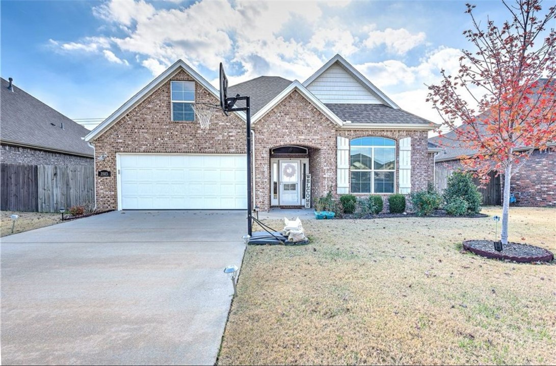 Welcome to 3503 SW Mistletoe Ave in Bentonville! This 1,834 sq ft home offers 3 bedrooms and 2 bathrooms, built in 2017 by Riggins Construction in the highly desirable Cornerstone community. Enjoy top-rated schools, community pool, park, walking trails, and a fishing pond all just steps away. The home features fresh paint and new carpet (installed just 5 months ago), along with an open-concept design highlighted by vaulted ceilings, wood floors, and a cozy gas fireplace. The spacious kitchen boasts a large island, gas range that vents to the exterior, and plenty of storage. North-facing with a fully fenced backyard, this home is move-in ready and perfectly located for convenience and lifestyle. Agent Owned