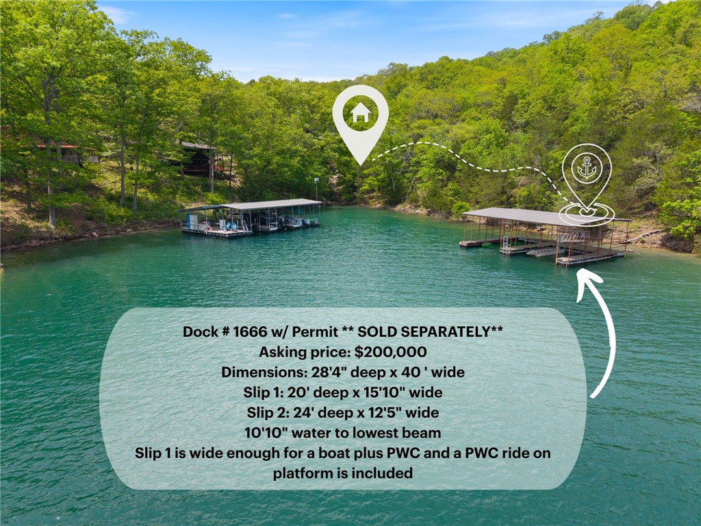 Affordable lake living with endless potential. New price correction has this one priced $25k below appraised value!! Escape the hustle and bustle of life on this quiet, Beaver Lake cove but still be less than 30 minutes away from the conveniences of town (Pea Ridge or Rogers). Grab your fishing pole & head down to the lake with a short walk through the serene, wooded, Corps of Engineers property that separates your back yard from the lake or hop in the truck & be at Lost Bridge Marina & Public Boat Launch in less than 10 minutes! There is an option to purchase a 2.5 slip private boat dock with permit. ** Dock # 1666 is available for purchase separately for $200k. Dock currently owned by a 3rd party** Dock owner's contact information, Survey & Appraisal available upon request for serious buyers only.