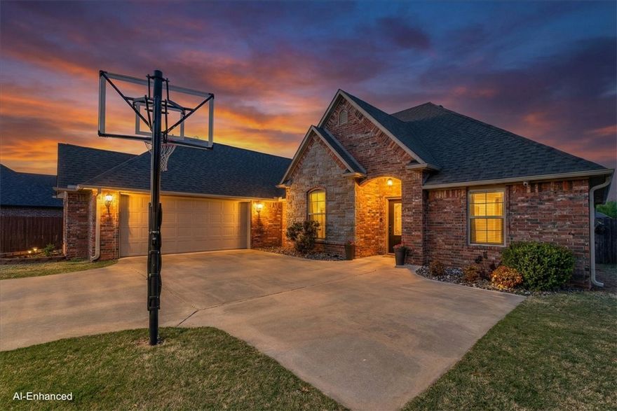 IDEAL FAMILY HOME. Large, immaculate, 4-5 bedroom home with 3 full baths on flat, oversized lot. One level, 10' ceilings throughout main living, open concept with split bedroom floorplan. Custom millwork and wall coverings throughout home. Crown molding in main living, paneled wall in dining, beadboard in bedroom. Recently painted - soft, neutral colors. Huge spacious kitchen with granite counters, walk-in pantry, gas range, and abundance of storage. Roof replaced spring, 2026, HVAC 2022. 4 dedicated bedrooms with flex room off living that could be 5th bedroom, home office, gym, 2nd living, study, den. Permanent basketball hoop to convey. 14'x15' partially covered backyard deck. Smart home features, including hardwired security system including glass break coverage. Coveted location on quiet dead-end/cul-de-sac, and walking distance to George Park & athletic complex and dog park. Or hop on the Greenway nearby, visit Sassafras Winery, and nearby Beaver Lake water activities. Curtain rods and curtains DO NOT CONVEY.