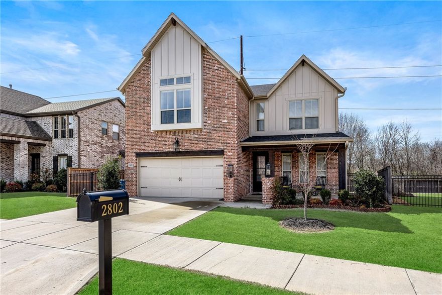 East-facing and beautifully maintained, this like-new 3 bed, 2.5 bath home blends luxury, comfort, and convenience. Nestled in the back of Brighton Cottages and at the edge of Preston Park. Ideally located close to everything, it offers both everyday ease and stylish living. The heart of the home features an open-concept living area filled with natural light from large windows, creating a bright and welcoming atmosphere perfect for entertaining. The spacious kitchen flows seamlessly from the living space and includes a large island, ideal for cooking, gathering, or casual dining. Upstairs, generously sized bedrooms and walk-in closets provide plenty of space to relax and stay organized. Step outside to enjoy added privacy in the backyard with no neighbors directly behind, or unwind on the inviting front porch. Zoned for Willowbrook Elementary, Bright Field Middle School, Fulbright Junior High, and Bentonville High School per the Bentonville Schools website.