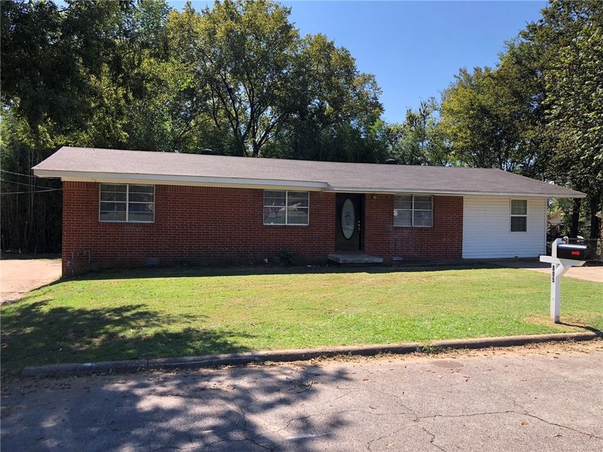 Plenty of parking - 3-5 spaces!   Roof replaced in April 2020. Water heater replaced Sept 2020. New compressor with warranty in November 2023 and HVAC unit was replaced in May 2020. New sewer main this year. Fenced back yard with room to enlarge. Small storage building. Brick patio. New luxury vinyl flooring and fresh paint throughout. Tile is in the master bedroom with remodeled bath and new shower. New kitchen cabinets. Other updates. Move in ready. Take a look! Will help with financing questions.