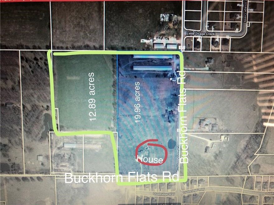 BACK ON THE MARKET!! PRIME RESIDENTIAL DEVELOPMENT, road frontage on two sides, public sewer at street, practically rock free soil, level, small pond, paved roads, adjacent to Quail Ridge phase 2 and Little Osage subdivisions, Bentonville schools, owners will remove chicken houses themselves. The chicken house are in working order. Older Farmhouse and out buildings need torn down. Newer 2015 built home on property can be sold separately, not before the land. Owners will take $400,000 off the price and keep house and 2 .89 acres if buyers don't want it. Sellers will sell 30 acres separate. Will consider subdivide.  Commercial property next door. Zoned for mixed use.