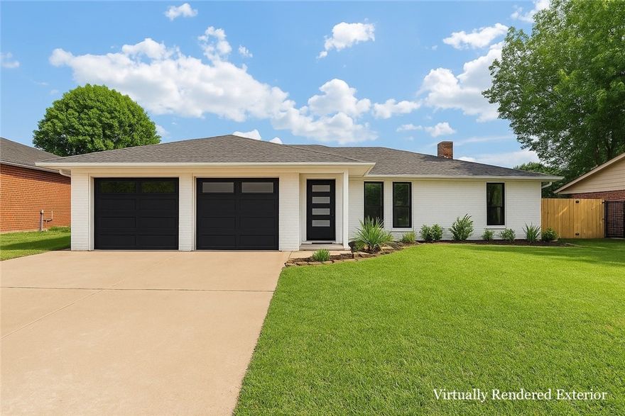 Perfectly positioned to enjoy all that Bentonville and Northwest Arkansas have to offer, this newly updated ranch-style home pairs everyday comfort with prime convenience to the new Walmart Home Office campus. The functional layout offers 2 primary suites, 2 bedrooms, 3 bathrooms, and two separate living rooms. The front living area is complete with a fireplace, while the other living space offers ample natural lighting and convenient access to the backyard. Outdoors, a private pool creates the perfect setting for summer gatherings or quiet evenings. The neighboring property’s lush garden adds charm to the surroundings, while the home’s inviting ambiance provides a personal retreat. Thoughtfully upgraded with new front windows, a newer roof, brand new garage doors, and more, this home provides improvements with possibilities to make it your own. Located within walking or biking distance to the new Walmart campus, you’ll have effortless access to Downtown Bentonville, I-49, bike trails, and vibrant community events.