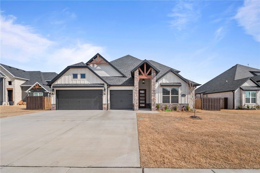 Welcome to 1110 Montier St in Centerton, featuring the sought-after Tuscany subdivision A-Sage floor plan with 4 bedrooms, 3.5 bathrooms, and approximately 3,035 sq ft of living space.

Step into a grand foyer with soaring ceilings that opens to the spacious living area. The chef-inspired kitchen is a standout with two large islands, granite countertops, and abundant storage, perfect for entertaining or everyday living.

The luxurious primary suite offers a relaxing retreat, with an additional bedroom suite downstairs. Upstairs features two bedrooms and a versatile bonus space.

Enjoy outdoor living on the covered patio with a built-in fireplace, ideal for cozy evenings or gatherings in the fully fenced backyard. A 3-car garage provides ample space for vehicles and storage.

Located in the highly regarded Bentonville School District with quick access to Interstate 49, downtown Bentonville, & Walmart Home Office.