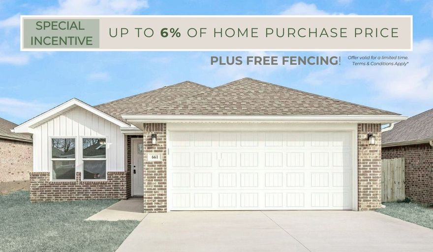 This hybrid plan offers the luxury of a brick exterior, with the affordability
of cottage finishes inside. Gather around the spacious kitchen island with
friends and family, and enjoy the privacy of a secluded primary suite with
a sizable walk-in closet. This 3 bedroom, 2 bathroom plan with modern
finishes is the definition of affordable luxury.

Taxes subject to change based on new construction.