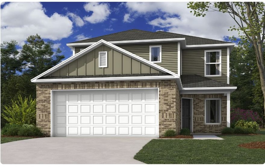 The Kingston—a spacious and thoughtfully designed two-story home offering 1,903 square feet of modern living. With 4 bedrooms, 2.5 bathrooms, and a 2-car garage, this home delivers the perfect blend of comfort and style for today’s families. The main level features an open-concept layout that seamlessly connects the kitchen, dining area, and family room, creating an inviting space ideal for both everyday living and entertaining. Large windows bring in natural light, while easy access to the backyard enhances indoor-outdoor living. A convenient half bath and direct entry from the garage add to the home’s practicality. Upstairs, all 4 bedrooms are thoughtfully arranged to provide privacy and flexibility. The owner’s suite serves as a relaxing retreat, complete with a private bathroom and a spacious walk-in closet. 3 more bedrooms share a well-appointed full bath. With its well-balanced layout and generous living spaces, The Kingston is designed to fit your lifestyle and grow with your needs.