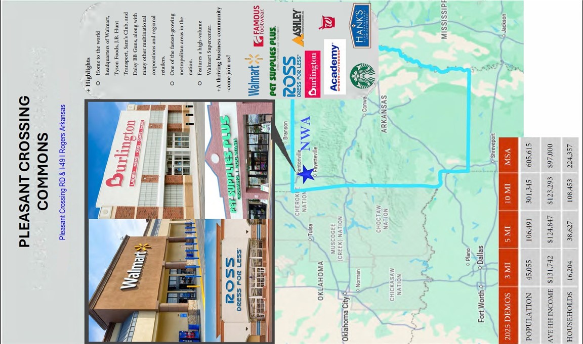 New Shops coming 2025! Pleasant Crossing Commons is the Class A retail destination for Northwest Arkansas.