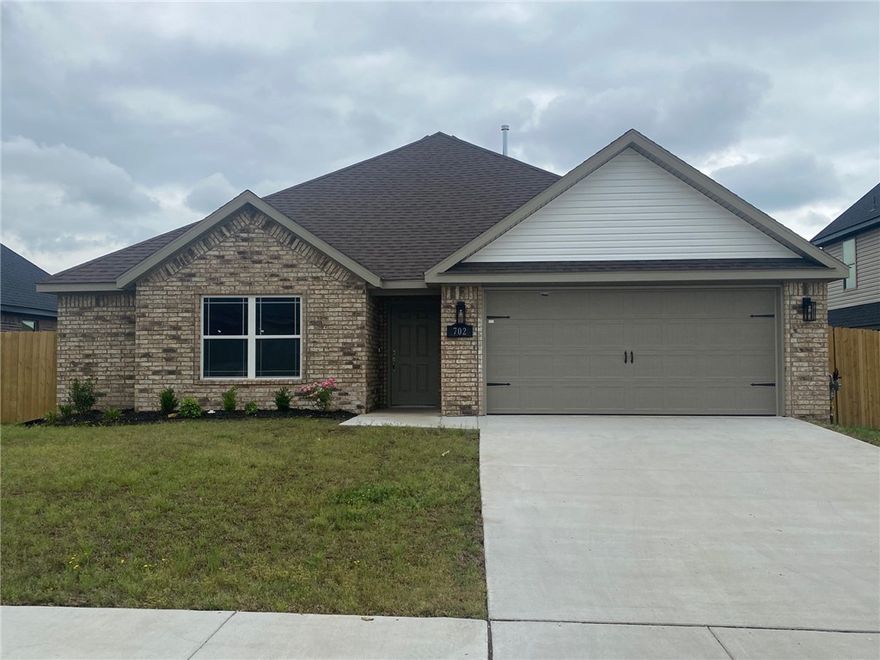 Brand new growing neighborhood with small town charm but close to a schools, Ward Nail Park, playgrounds, and shopping. Home has granite countertops, stainless steel appliances, fireplace in living room, smart home features, beautiful wood-look tile in common areas, tiled Primary Bath shower, carpet in bedrooms, and covered patio to relax or for entertaining.