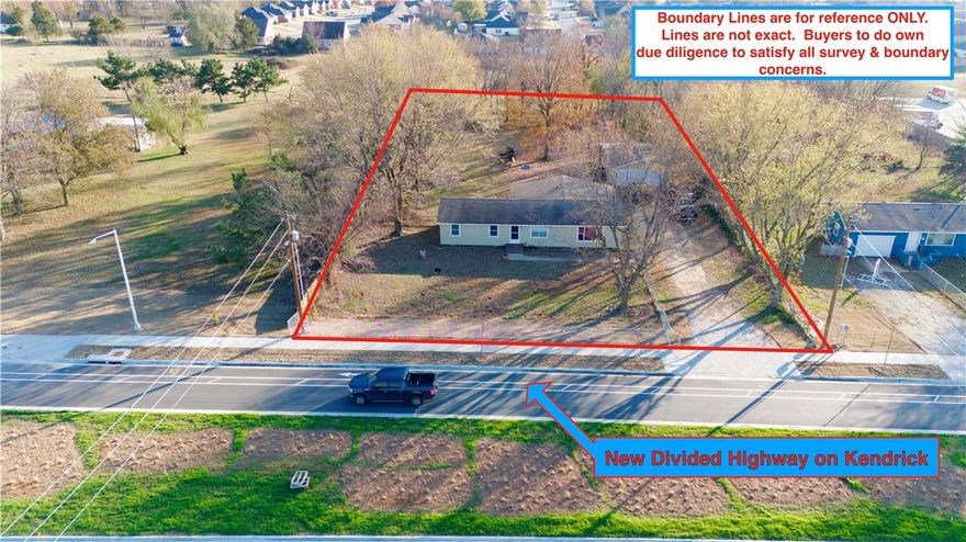 Major road improvements and widening have transformed this former one acre home into highly desired commercial / industrial opportunity.
70 Acre Commercial development recently began construction, literally, across the road.  So, city sewer is very close already to this property.  Very flat and ready to build your business venture be it commercial, industrial, warehouse or possibly even a few duplexes.  Currently zoned residential but existing commercial is already across the street and one door down on the same side of the road.  Kendrick Avenue is the newest opportunity to build your business with amazing traffic count and multiple options to travel throughout NWA.  Near the Springdale airport, FedEx and UPS, make this location a natural fit for businesses that need fast, easy access to shipping.