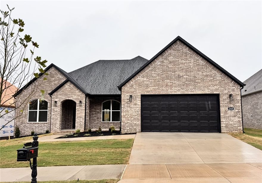 The picturesque Princeton 3 plan in Hughmount, located in Fayetteville, Arkansas! The Princeton 3 plan has 2209 Square feet with 3 bedrooms, 2 baths, and a flex space/study. These brand-new homes boast 4-sided brick.   Upon entering, you will find a spacious living area featuring a gas fireplace with a poplar mantle. The kitchen will have 42-inch cabinets, lovely appliances and quartz countertops and tile backsplash. The Primary bedroom has a fabulous ensuite, dual sinks, with a walk-in shower with tiled walls and a soaking tub!  LVP throughout! These homes feature LED lighting throughout, and a high efficiency AC with programmable Wi-Fi thermostat. Come find your dream home today! Taxes and Parcel TBD. Garage Door Opener!
