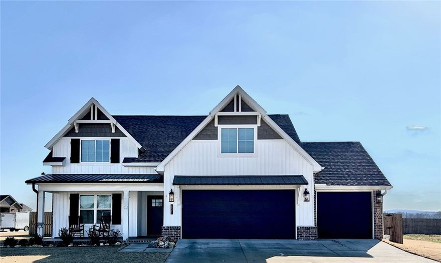 OPEN HOUSE Saturday 21st from 1-4 pm. This beautiful farmhouse style home is only 2 years old & the owners are transferring out of state. Located on a corner lot in the Snyder Grove Subdivision you won't want to pass this one up. The home has 4 bedrooms & 2 1/2 baths. The primary bedroom is large & the ensuite has dual vanities w/ Calcutta Gold Quartz, a large walk in shower & a tub to soak in! Large walk in closet and private toilet room.  The kitchen is equipped with stainless steel appliances (slide in gas range) and the refrigerator conveys with the house. Gorgeous Milano quartz on the countertops is stunning, large custom vent hood and soft close cabinetry. Laundry/Pantry are together & provide so much room for storage w/ built in shelving. Upstairs (baby gate is installed & conveys with the house)find 3 very spacious bedrooms, & extra flex space that can be used as a small office, hobby room or just more storage. Walk In Attic! Large back patio w/ gas! Doorbell, playset in yard & dining room curtains convey