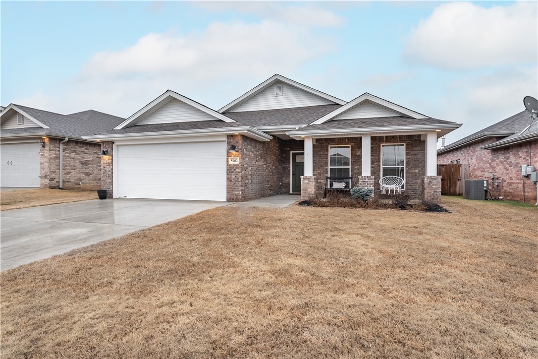 Welcome To Your Next Home! This Newer 3 Bedroom Offers A Full Brick Exterior, Covered Front Porch And Back Patio. Inside You'll Enjoy And Open Main Living Area w/ Wood Look Tile. Brick Fireplace In Living Is A Nice Touch! Head Into The Kitchen To Find Plentiful Cabinets, Pantry Storage, Tile Backsplash, UC Lighting, Island w/ Seating + Eat-in Dining. Primary Suite w/ Walk-in Closet, Dual Split Vanity, Tile Shower, Soaker Tub In Primary Bath. Split Floorplan. Fenced Yard. Come See!