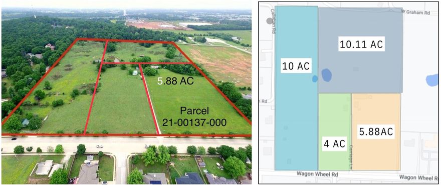 Make your mark in one of Springdale's centrally located corridors conveniently situated between I-49 and heavily trafficked 71-B. Average vehicles per day 17K on Wagon Wheel Road and 25K on 71B. The sites are ideal for residential development, office space, business strip center, storage, and more. The properties are zoned for residential and agriculture, and adjacent to commercial. Contact the city for commercial zoning approval. Fantastic opportunity for investors of all kinds; purchase the entire bundle or use a smaller parcel to build a secluded oasis. Call today to tour or for more details! This property can be zoned for multi-family and commercial. Please reference MLS 1287440, 1287451, 1287468, 1246313.  BACK ON MARKET THROUGH NO FAULT OF SELLER.