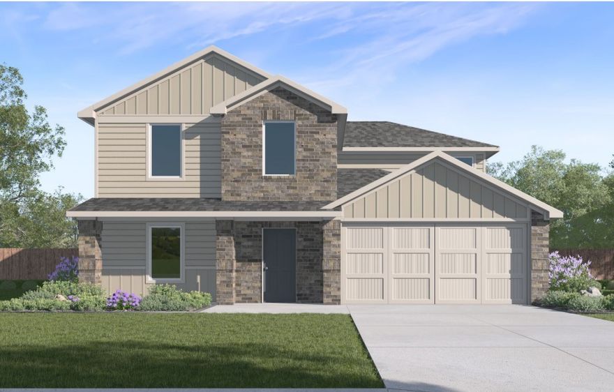 The Charming Carson plan in Whispering Springs offers 5 bedrooms and 2.5 bathrooms! The primary bedroom and ensuite are located on the first floor, while all other bedrooms are located upstairs. Upon entering, you’ll find a spacious kitchen open to the dining area and living room, perfect for entertaining! This plan features an upstairs game room! The downstairs will have LVP throughout, with carpet in all bedrooms, game room and on the stairs. The ensuite features a walk-in shower! These homes will have brick with Hardie® siding per plan. Parcel and tax TBD. HOA will have a $100 cap fee.