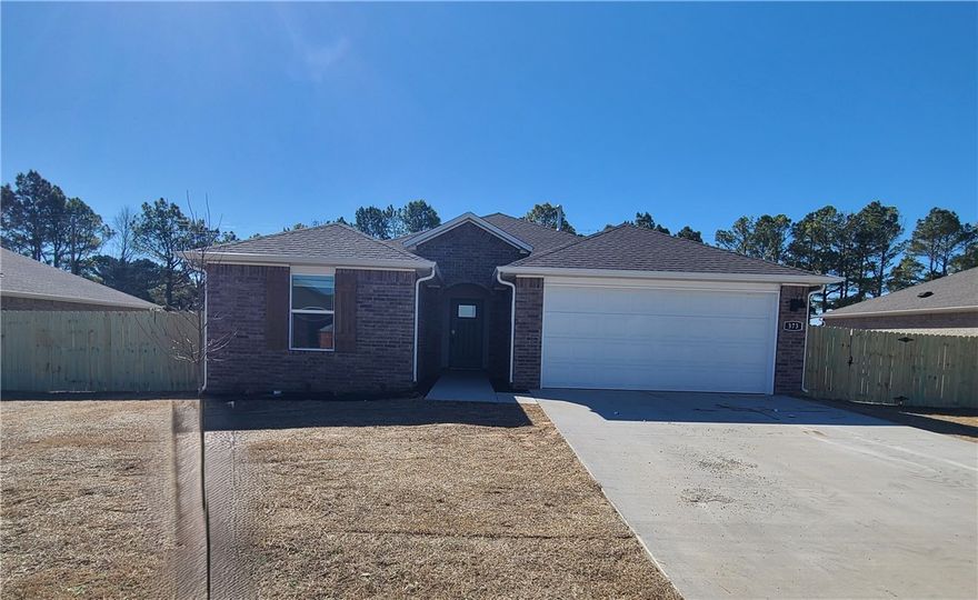 Brand New Home! This is the "Huntsville Plan" in Wagon Wheel Subdivision.  This home offers 4 bedrooms, 2 baths and a modern, carpet-free layout with LVP flooring throughout. The kitchen features quartz countertops and a full stainless steel appliance package, large pantry and includes a refrigerator, washer, and dryer. The primary suite includes double sinks and an oversized walk-in shower. Perfectly located just minutes from the University of Arkansas and Fayetteville, you'll have quick access to local favorites like Creekside Park, the Farmington Farmers Market, and plenty of nearby dining and shopping. Property has a huge yard and wood privacy fence is being installed next week. This is a non-smoking property, and pets are negotiable with owner approval and an additional deposit.