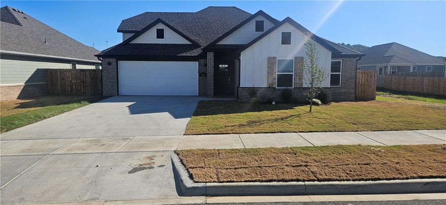 Great home in Towne West S/D. The 'Veronica' plan features 4 bedrooms, 2 bathrooms, 2 car garage, nice bonus room that could be used as a 4th bedroom, wood floors, quartz countertops, split floor plan, linear fireplace in living room, large open kitchen with pantry and dinning area. Big master suite complete with huge walk in closet, separate shower, double vanity. Covered back patio & much more!