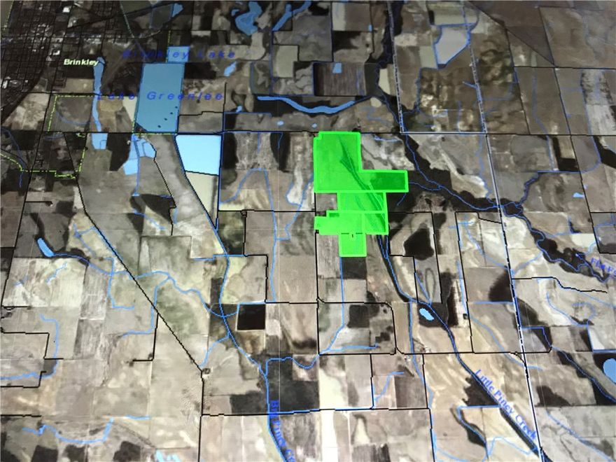 Very nice farm just outside of Brinkley on highway 238, just past Memaws.  550 acres, 450 tillable precision leveled farm in 3 fields.  The roads around each field are great, solid gravel paths and sided by good ditches.  This farm is set up right.8 wells