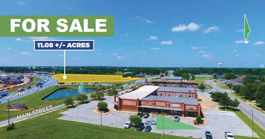 11.08 +/- acres available on the corner of Highway 412 and Main Street in Siloam springs, Arkansas. The property helps make up the new retail hub of Siloam Springs fronting Highway 412. Near major retailers such as Walmart and Lowes as well as several fast food and retail shopping centers.
