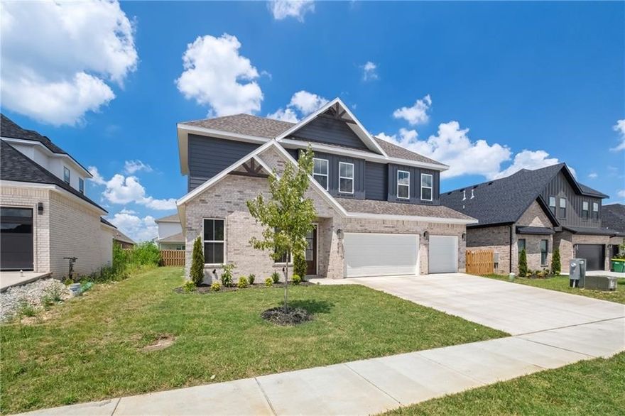 Step into style with the Hibiscus plan—4 beds, 3 baths, and a layout that blends luxury with everyday function. Main level features a spacious primary suite + guest bed/bath. Upstairs offers 2 more beds + full bath. The kitchen stuns with quartz countertops, custom cabinets, stainless steel appliances, and eat-in dining. Open-concept living with LVP flooring and designer lighting. Located in a growing community with Phase 2 amenities coming soon: pond, trails, pool, and clubhouse. Minutes to XNA and under 20 mins to Downtown Bentonville.  Also listed for sale.  ML# 1292659