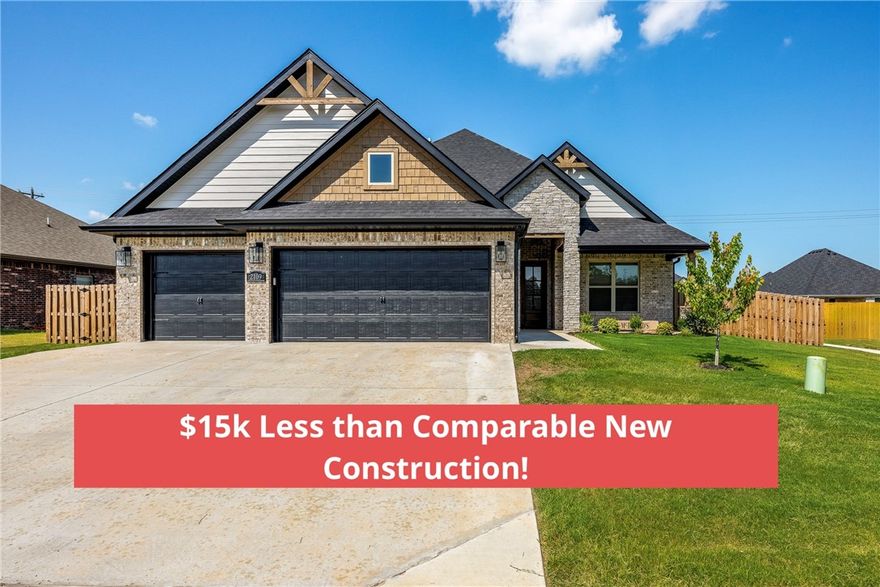 Better Than New! Priced $15,000 Below Comparable Builds. This popular Jennifer floor plan offers 4 bedrooms, 3.5 bathrooms, and sits on a desirable corner lot just steps away from Pea Ridge Schools. The thoughtfully designed layout includes a spacious primary suite on the main floor with a walk-through closet leading directly to the utility room--offering both convenience and privacy. A secondary main-level bedroom with private bath is perfect for guests or a home office. Upstairs, you'll find two additional bedrooms with a shared bath, providing plenty of room for family or visitors. The chef's kitchen features a walk-in pantry and flows seamlessly into the open living areas, while outdoor living is elevated with a covered back patio complete with fireplace. Additional highlights are a three-car garage, community swimming pool, and designer-selected lighting upgrades and elegant​​‌​​​​‌​‌​​​‌‌​​​‌‌‌​​‌​​‌‌​​​​ finishes.