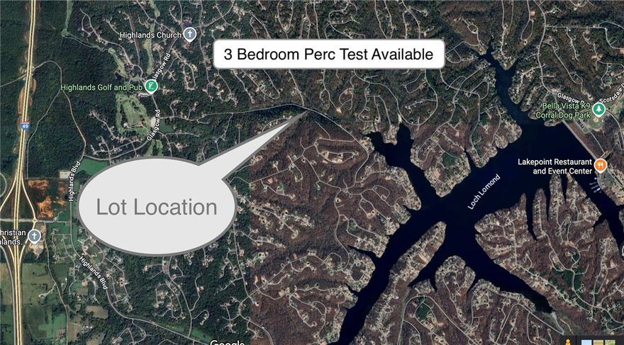 0.29 Acre lot near Loch Lomond on paved road in Bella Vista with an existing perc test for a 3 bedroom home and existing survey.