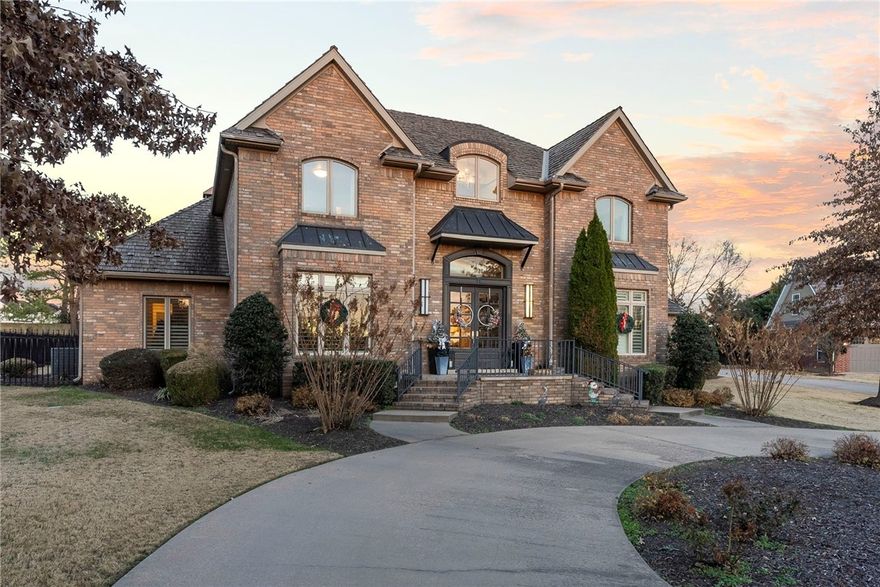 Welcome to the epitome of luxury living in the gated Pinnacle Country Club Subdivision. Tucked away in a cul-de-sac on over half an acre, the residence boasts more than 5,000 sq. ft. of beautifully designed living space. Custom upgrades to the home include designer lighting, plantation shutters, and crown molding. A seamless and open flow throughout the home leads from the front living room to the gourmet kitchen with stainless steel appliances and granite counters. The primary suite is spacious and boasts a fireplace and en-suite bathroom. An office, formal dining room and additional living area are on the main level, and four bedrooms are upstairs. Step outside to discover an expansive backyard, complete with a beautiful patio and a custom pergola. An oversized 3-car garage provides space for extra storage. Residents of Pinnacle can enjoy exclusive access to amenities such as a golf course, clubhouse, pools, walking trails, and more. Live a luxurious lifestyle all while being in the heart of Northwest Arkansas!