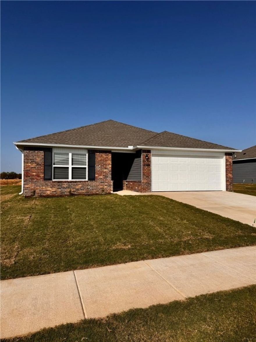 Stunning newly built 2025 home offering 3 bedrooms, 2 bathrooms, and 1,355 sq ft of beautifully designed living space. Features a 2-car garage and all brand-new appliances including refrigerator, range, microwave, and dishwasher. The spacious bedrooms include walk-in closets, while the primary suite provides a comfortable retreat. Enjoy the back patio, perfect for relaxing or entertaining. Conveniently located in the highly desired Pea Ridge School District, this home combines style, comfort, and convenience—all in one!**$250 non-refundable pet deposit **