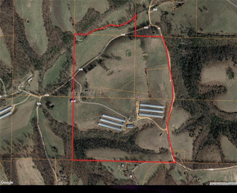 Neat and clean well-made Choretime farm built with steel in 2005. All George's contract updates done in 2015 but other updates may be required now. 6 43x500s generate about $320,000 annually. Propane and spring water with city water backup. Two homes - one built in the 1930s and one double wide from 2003. Couple of hay barns and stacking sheds on 137 acres MOL. If you love the rolling land of Madison County, AR you'll enjoy a tour of this farm!