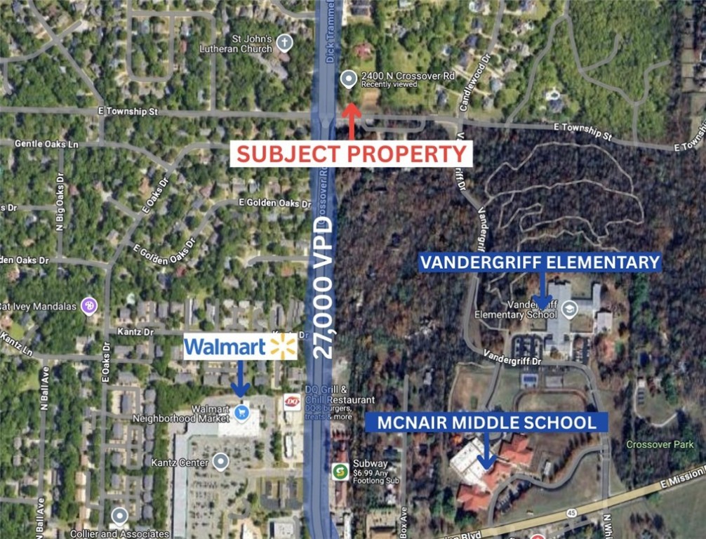 Corner lot with 4 way traffic light. This 1.42 acre lot that is already zoned neighborhood services which is ideal for multiple compatible business. 27,000 cars per day insures maxim exposure. Home on lot is considered of no value but comes with the sale as is where is.