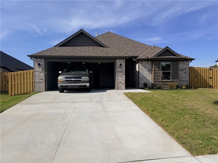Experience the perfect blend of style and functionality in this perfectly situated home on a premier corner lot in the desirable Hunt Farms community. This 2026 build features a sought-after split floor plan that prioritizes both privacy and open-concept living.

The welcoming foyer leads to a light-filled Great Room that flows seamlessly into the dining area and a chef-ready kitchen—perfect for hosting. Premium finishes include elegant granite countertops, designer cabinetry, and durable LVP wood-look flooring throughout the main living areas. The private primary suite is tucked away from the guest bedrooms for maximum solitude and features a spacious walk-in closet.

Complete with a fully finished 2-car garage, convenient laundry hookups ready for your preferred appliances, energy-efficient construction, and a charming covered front porch, this home offers modern convenience just minutes from the I-49 corridor, Pinnacle Hills, and the Razorback Greenway. Move-in ready and designed for the NWA lifestyle!