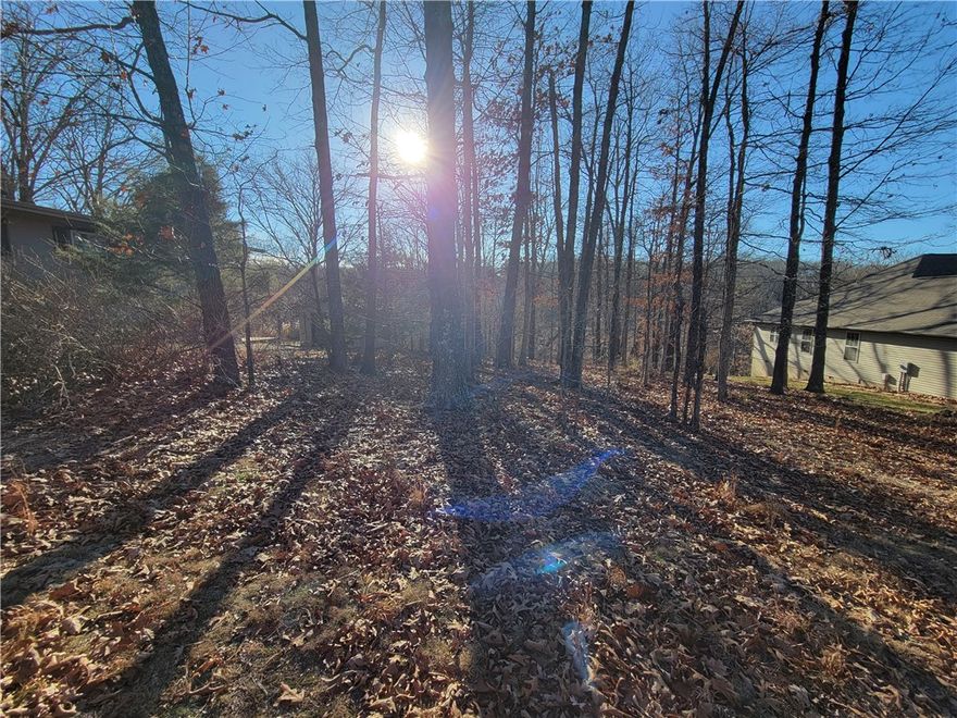 A nearly flat lot on the front half located next to a cul-de-sac.  Perc test results show that 215 ft of lateral lines are needed for a 2-bedroom home and 320 ft are needed for a 3-bedroom home.  Bentonville schools.