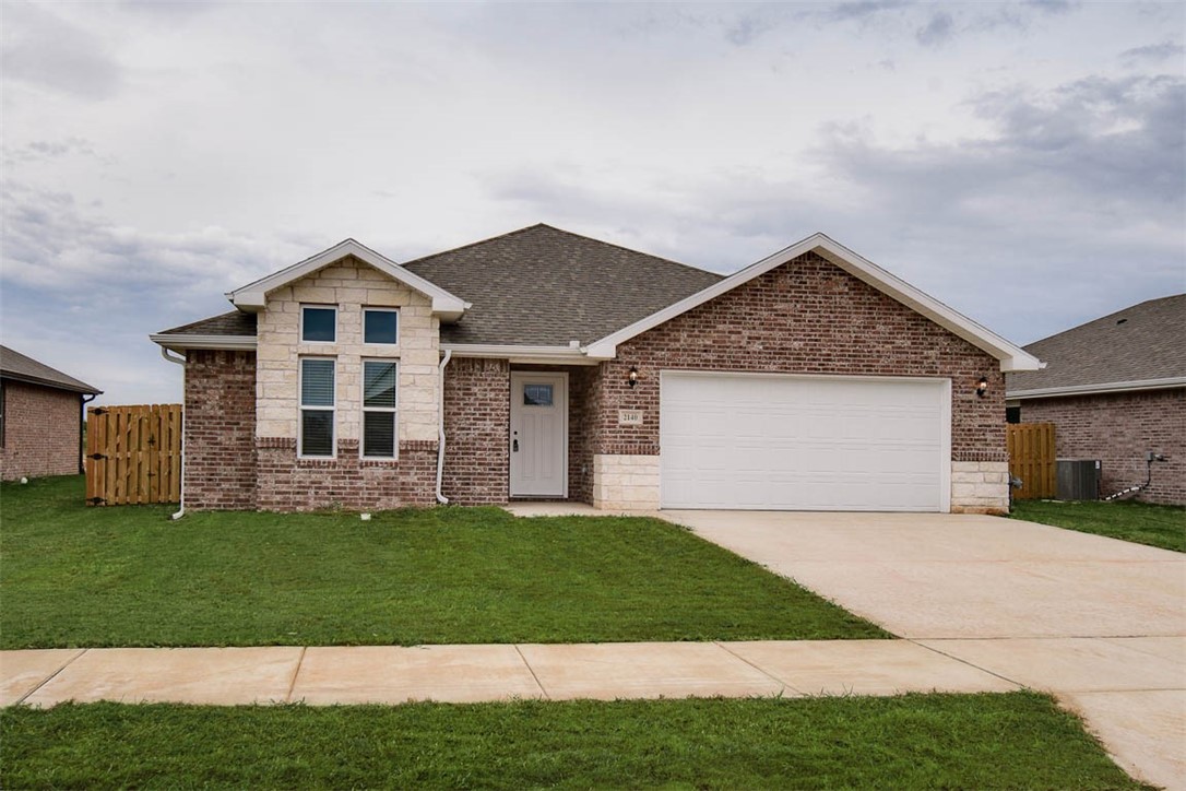 Brand new construction! This home is perfect to customize how you live. 1,741 SF, 3 bedroom, 2 bath with pocket office/kids play room. Open concept living space with eat in kitchen, breakfast bar, granite countertops, black SS appliances, pantry, mud room off garage with built in storage bench, laundry room, carpet + ceramic tile flooring, covered patio with privacy fenced back yard. The large primary suite features dual closets & double sinks in en suite bathroom. Attic storage. Small dogs allowed with additional non refundable pet deposit. Bentonville Schools. 7.5 miles to downtown Bentonville and under 9 miles to I-49 via 5 lane Hwy 102.