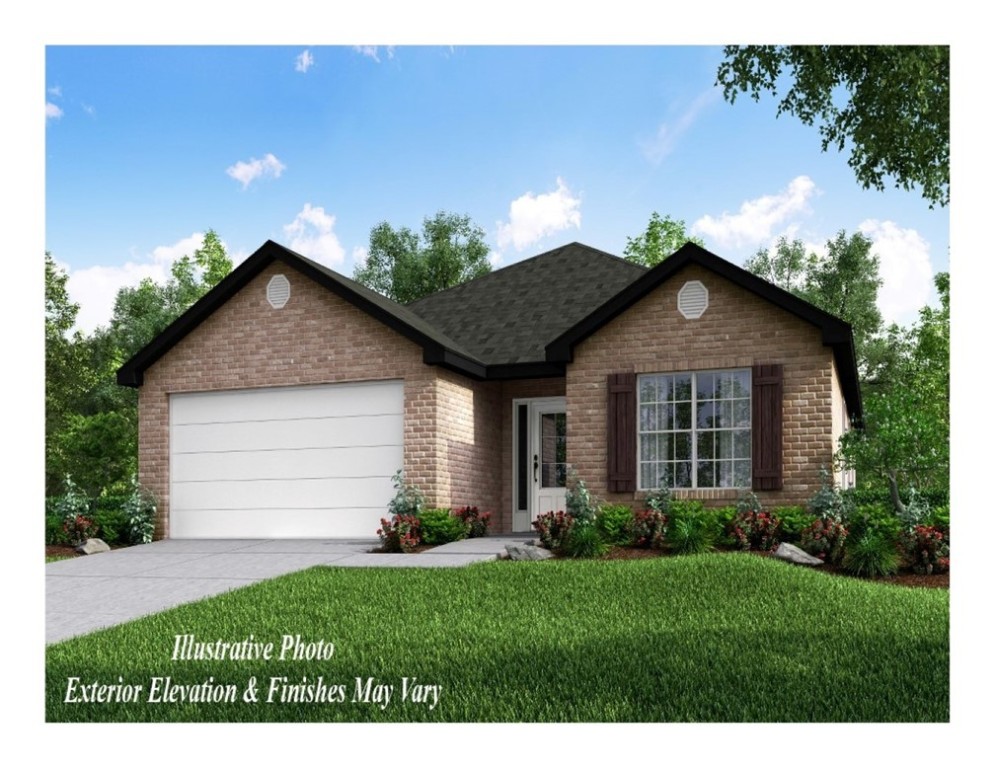 Now selling this new construction single-family home in the stunning new Wagon Wheel Crossing planned community in Farmington, Arkansas! This 3 bed, 2 bath boasts many amenities including LVP flooring in the kitchen and main living areas, granite countertops, stainless appliances, low e windows, a covered back porch, and 2-inch faux blinds. Wagon Wheel Crossing is a quick drive away from The University of Arkansas and Downtown Fayetteville! Stock photos: actual house specs and amenities may vary.