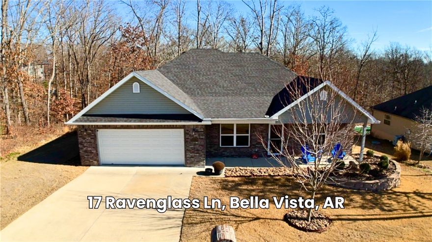 Experience the ultimate Bella Vista lifestyle! Whether you’re a mountain bike enthusiast, a professional seeking easy I-49 access or looking for the perfect low-maintenance home to downsize, this is it. Enjoy easy access to Metfield clubhouse, and rec center and world-class golfing and trails just minutes from your front door.

Nestled on a quiet 1/3-acre cul-de-sac, this 2020-built one-level gem is in pristine condition. The open layout features a stunning eat-in kitchen with granite countertops and upgraded stainless appliances, flowing seamlessly to a covered porch overlooking your private, wooded backyard.

This home is connected to city sewer, boasts premium upgrades including a Leaf Guard gutter system, landscaping, LVP flooring and an enclosed dry-storage area under the deck for your yard equipment. With extra attic storage, generous-sized bedrooms and modern finishes throughout, this move-in-ready home offers the peaceful, high-quality living you’ve been searching for. Schedule your tour today!