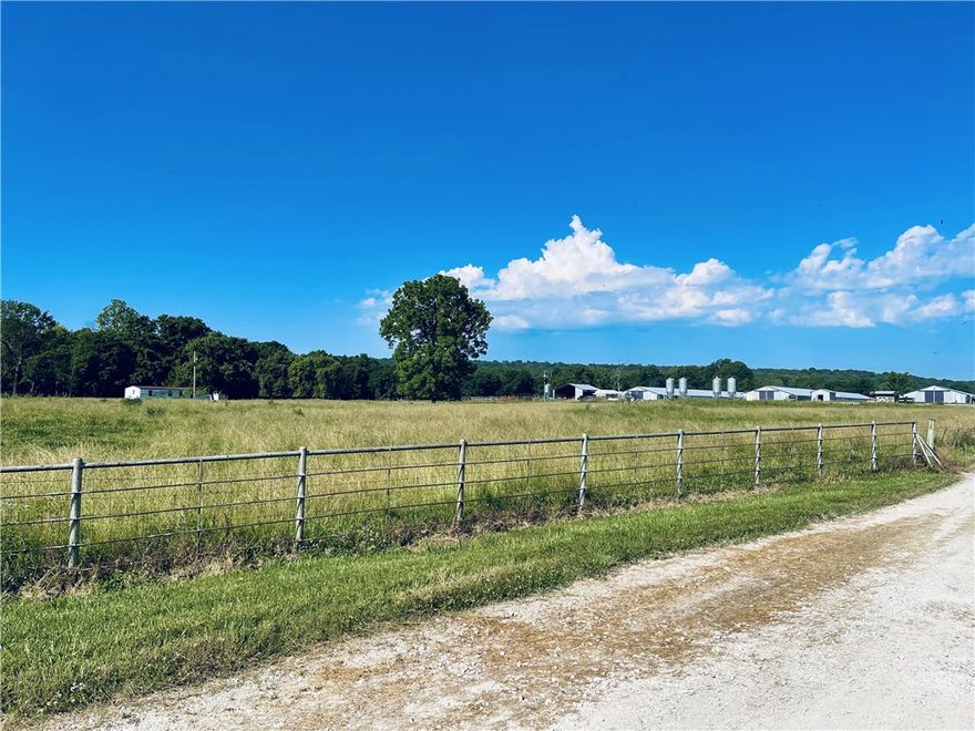 Prime location in beautiful Rheas Mill area on paved road! This 6 house Georges farm is centrally located to Prairie Grove, Lincoln and Farmington. Short drive to Siloam or Fayetteville. Prairie Grove schools. Beautiful 40 acres with live water and pasture for cattle. This farm has multiple out buildings, single wide mobile home and a recently added tiny house give multiple living options for hired help or your family. 2 - 43x500's and 4 - 40x400's, 2 wells, natural gas, 2 generators. Some updates will be required to transfer the contract, bids are in progress.