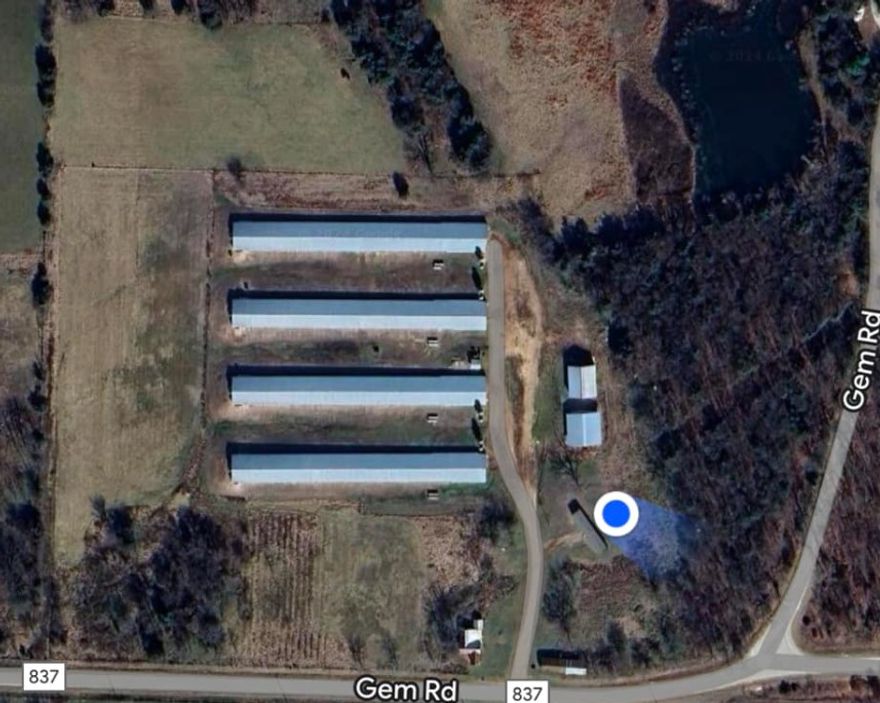 OPPORTUNITY KNOCKS! BIO SECURE DO NOT ENTER THE PROPERTY WITHOUT AN AGENT! Great starter farm * HERE * 4 house built in 1998 with full retro w/ Tyson contract. This farm has preformed well over the years *All new Lubing's waterline system installed by Reliable poultry in '24 *Spray foam of all eaves and ridges in sept '24 *New cool cells to complete south sides of all houses in sept '24 *All heaters fixed/serviced in all houses in sept '24 *Digital back up heat sensors installed in all houses in Dec. 2024 *Generator (‘22 installed) - Full service done in Dec. '24 Currently only 40 hours, 300 gallon fuel tank - filled Currently receiving PREMIUM pay!  First place settlement on last flock *Gross between 250-300k based on 5.5 flocks per year! ALSO, New HOME 2024 Manufactured Home/Champion - Mallory - 5 br/3 br, 2027SF*2x6 ext. walls*Upgraded insulation/thermal pkg*Upgraded lighting package*Brand new 4-ton AC unit with heat pump*Hooked up to 3-year-old septic and city water*Comes with a 6-year extended warranty! Wow!