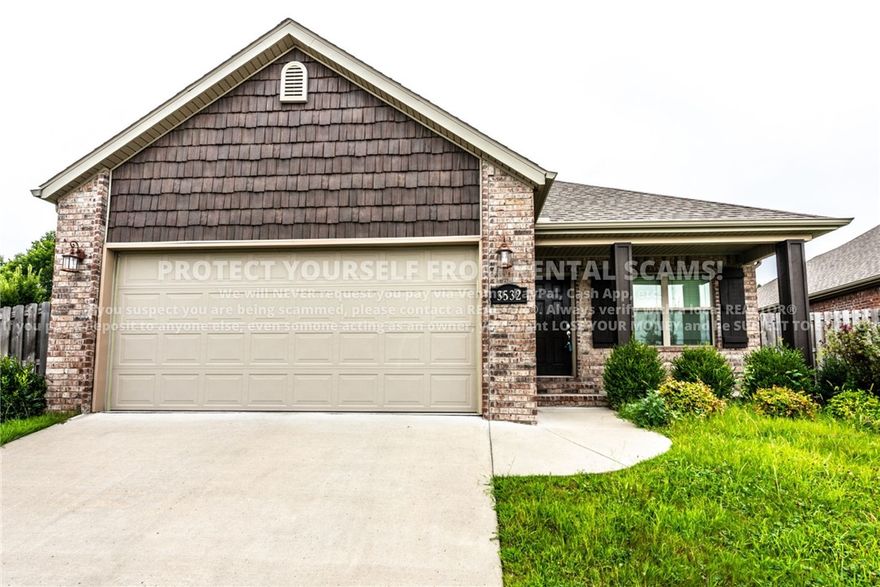 COMING SOON! Available approx. 7/20/26! Don't miss out on this 3 bedroom 2 bathroom home located just minutes away from baseball fields, schools, parks, trails, and a short drive to the University of Arkansas! This inviting home features an open-concept living and kitchen with a cozy gas log fireplace, a kitchen island with breakfast bar, ample cabinet storage, a pantry, and a dedicated dining space. The spacious primary bedroom showcases a tray ceiling and a private ensuite bath complete with a double-sink vanity and walk-in closet. Two additional bedrooms and a full bathroom provide plenty of room. Don't miss the large fenced backyard, ideal for relaxing or outdoor activities. *Available date may change. Property is tenant occupied - do not disturb the tenant. **Tenant is responsible for all utilities and lawn care/maintenance. *Pets Negotiable